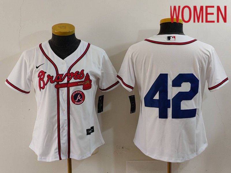 Women Atlanta Braves #42 No Name White Game 2024 Nike MLB Jersey style 4->women mlb jersey->Women Jersey